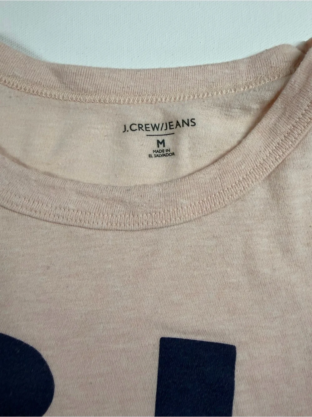 J. Crew Light Blush Tee with Navy Graphic